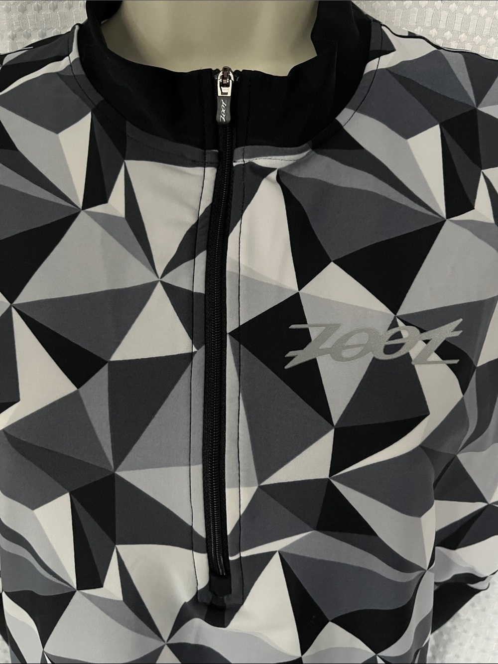 Zoot Sleeveless Cycling Jersey Tri Top Vest Geometric Print Rear Pockets M - Picture 5 of 9